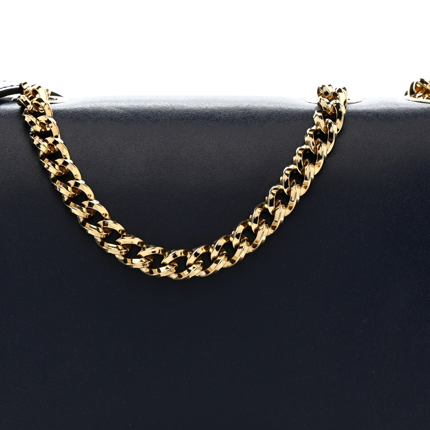 Salvatore Ferragamo Smooth Calfskin Vara Bow Chain Flap Crossbody Navy 7 of 9