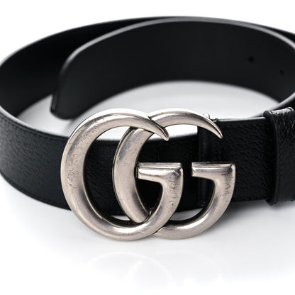 Gucci Textured Dollar Calfskin Nickel Double G 40mm Belt 70 28 Black 5 of 7
