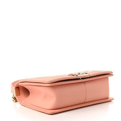 Chanel Lambskin Chevron Quilted Medium Boy Flap Light Pink 4 of 10