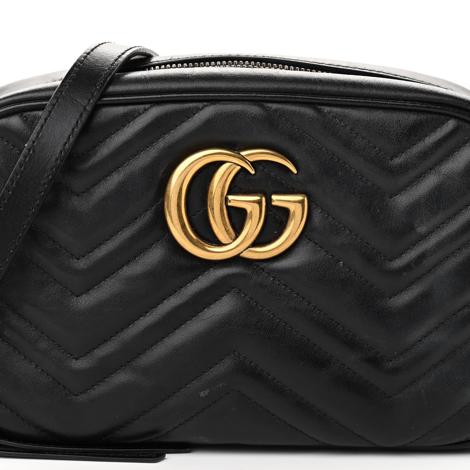 Gucci Calfskin Matelasse Small GG Marmont Chain Shoulder Bag Black 8 of 11