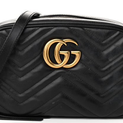 Gucci Calfskin Matelasse Small GG Marmont Chain Shoulder Bag Black 8 of 11