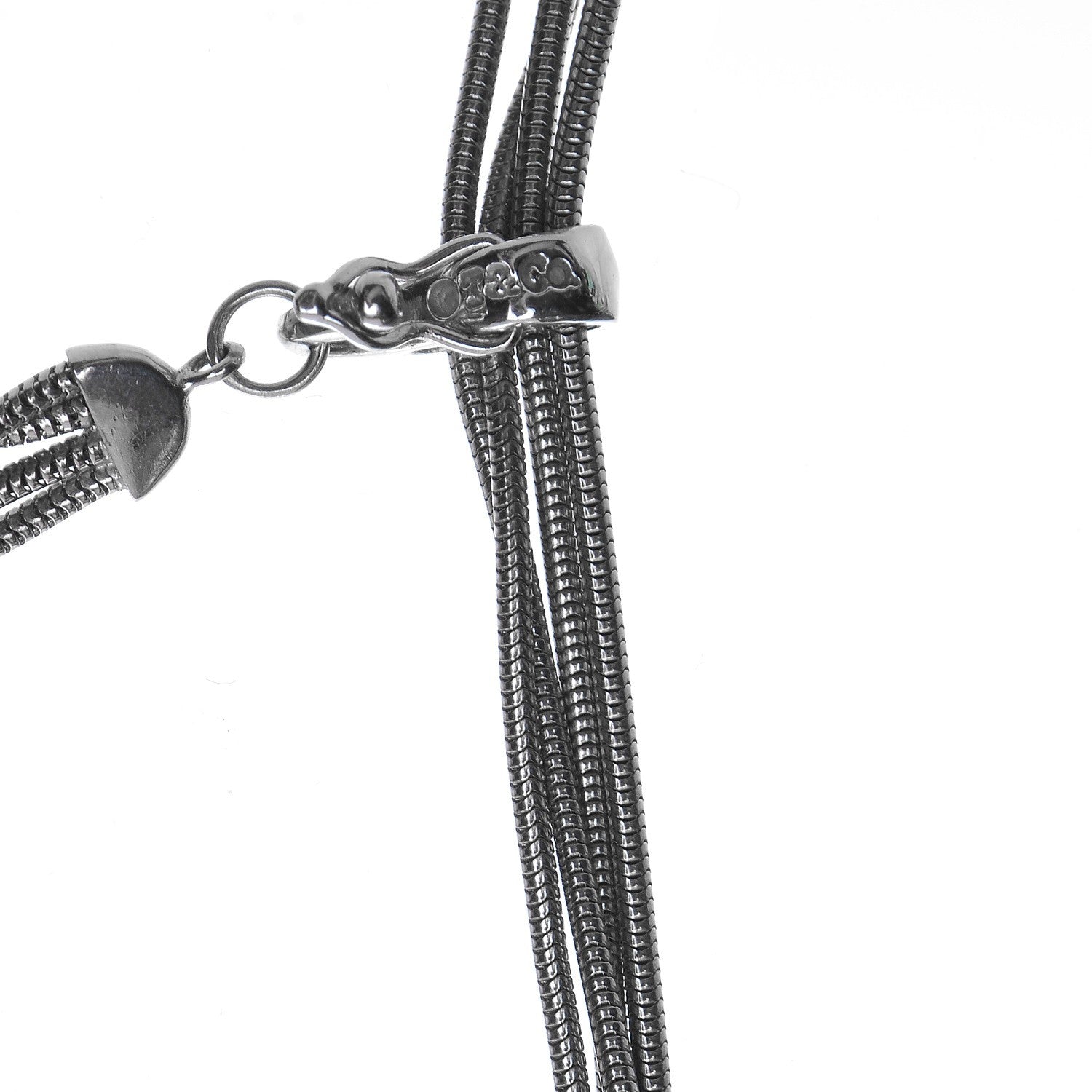 Tiffany 18k White Gold Hematite Carnelian Smoky Quartz Metal Feather Lariat Necklace 6 of 9