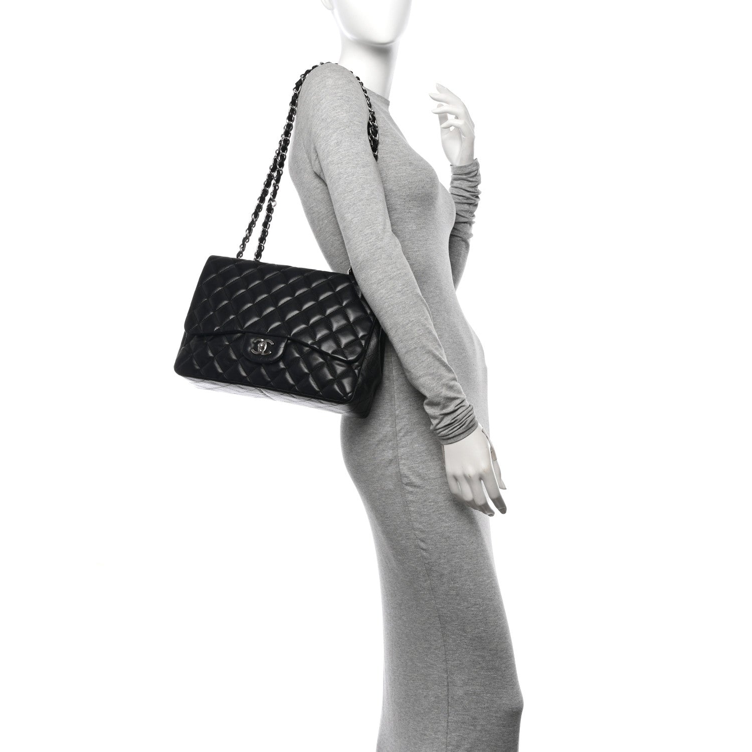 Chanel Lambskin Quilted Jumbo Single Flap Black 2 of 11