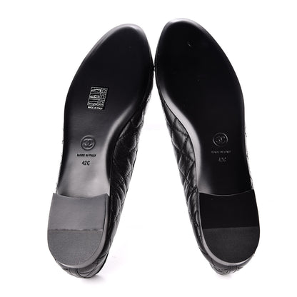 Chanel Aged Calfskin Quilted Cap Toe Ballerina Flats 42 Black 5 of 8