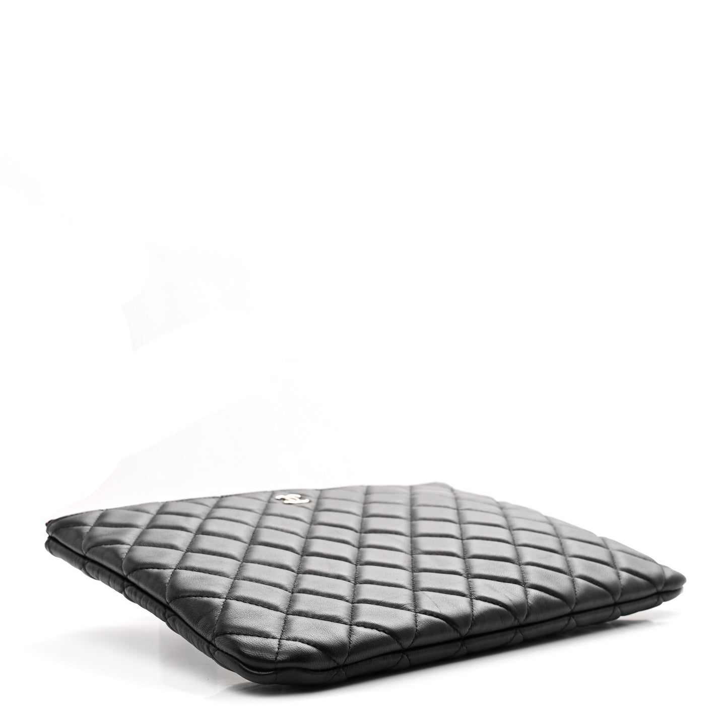 Lambskin Quilted Medium Cosmetic Case Black