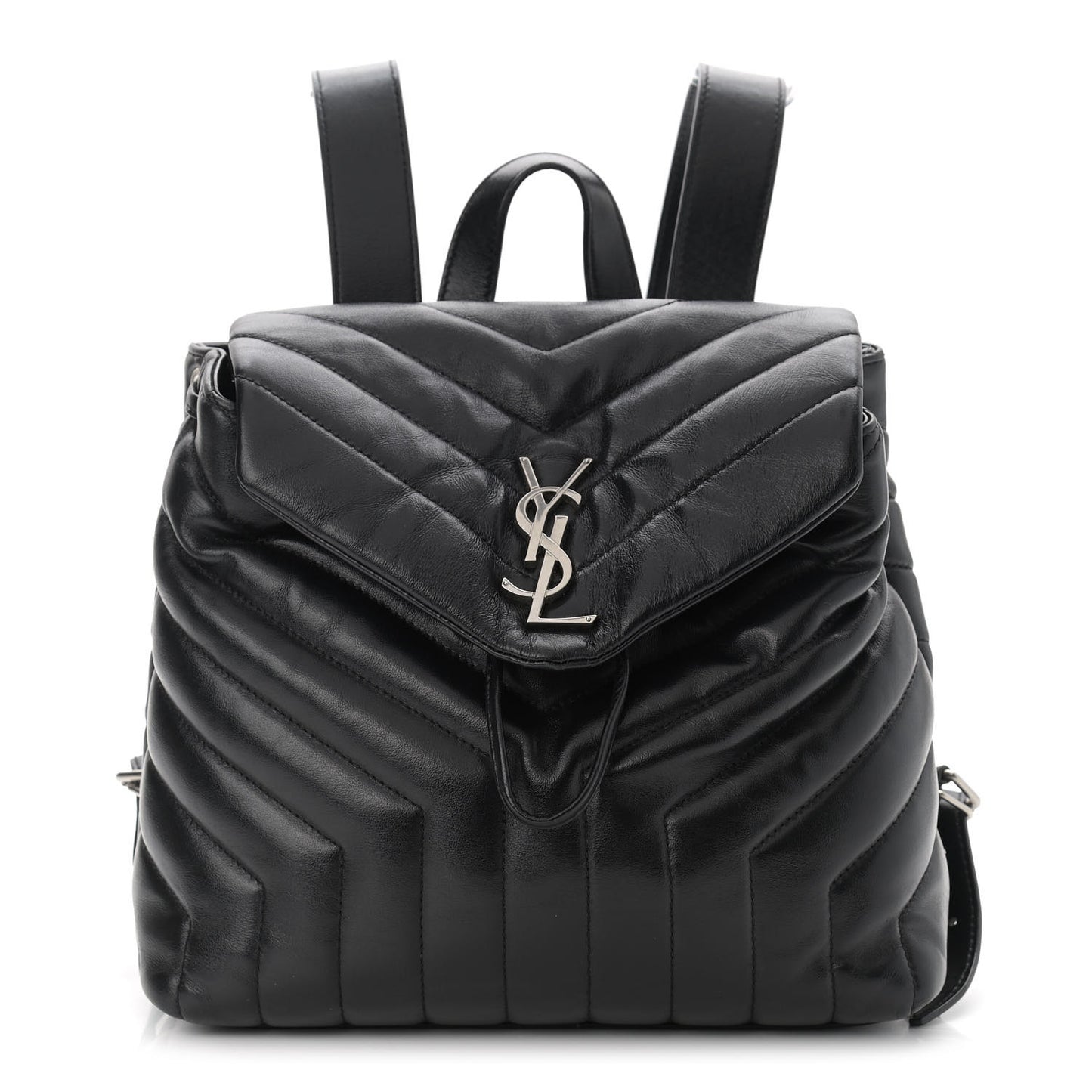Calfskin Y Quilted Monogram Small Loulou Backpack Black