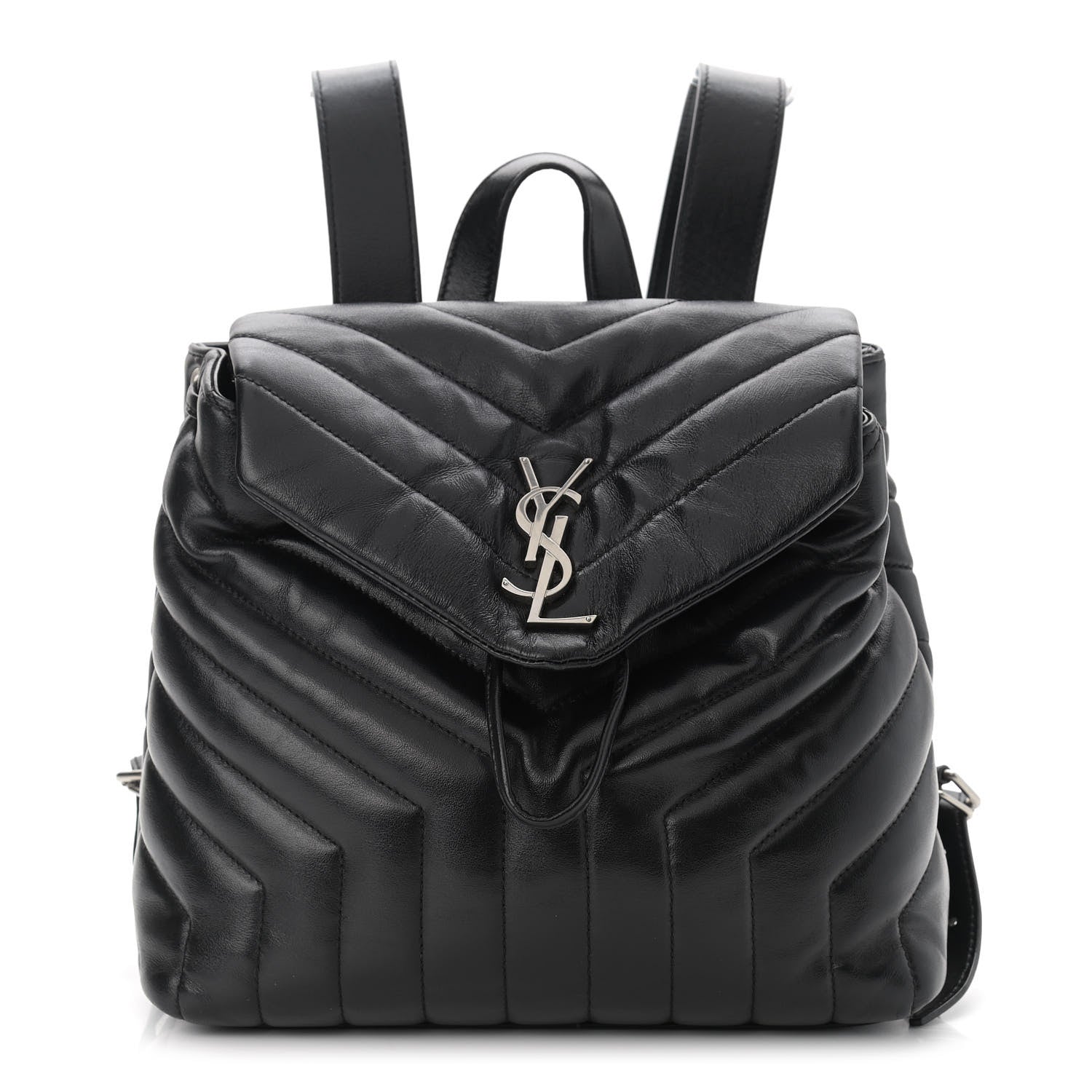 Saint Laurent Calfskin Y Quilted Monogram Small Loulou Backpack Black 1 of 12