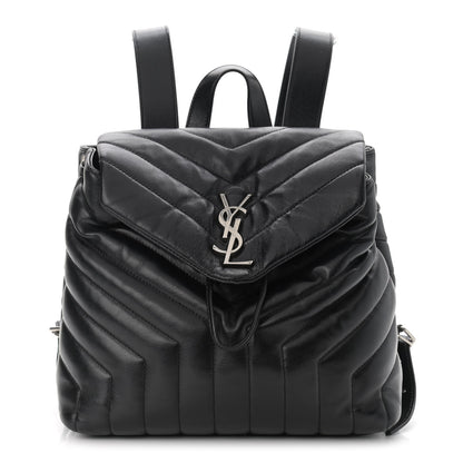 Saint Laurent Calfskin Y Quilted Monogram Small Loulou Backpack Black 1 of 12