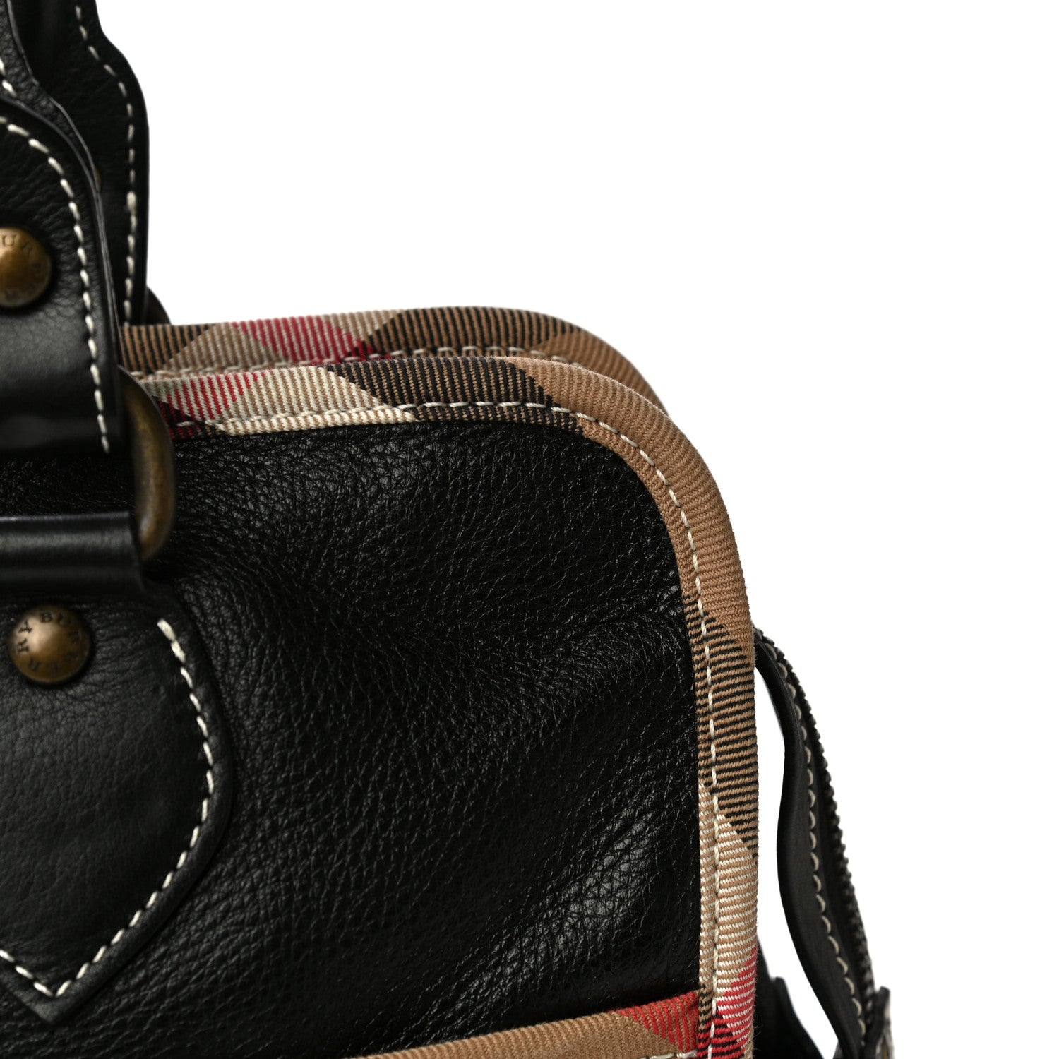 Burberry Grainy Calfskin Nova Check Tote Black 14 of 20