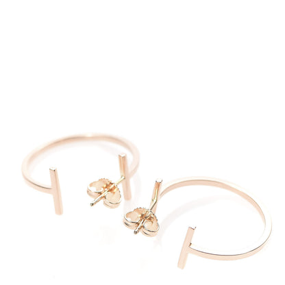 Tiffany 18K Rose Gold Medium T Wire Hoop Earrings 3 of 5