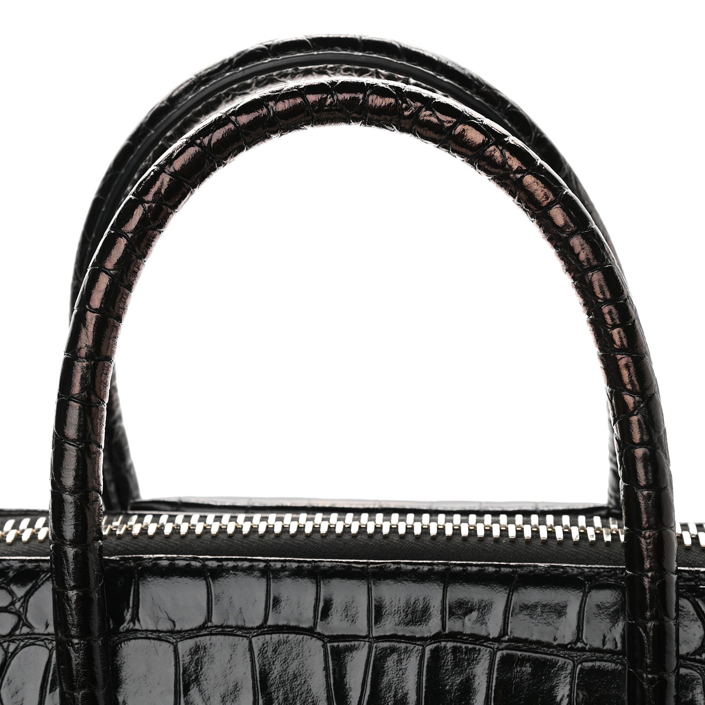 Calfskin Crocodile Embossed Small Antigona Black