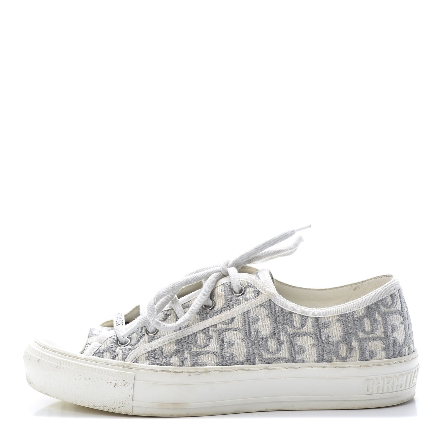 Canvas Oblique Walk'N'Dior Low Top Sneakers 39.5 Grey Stone