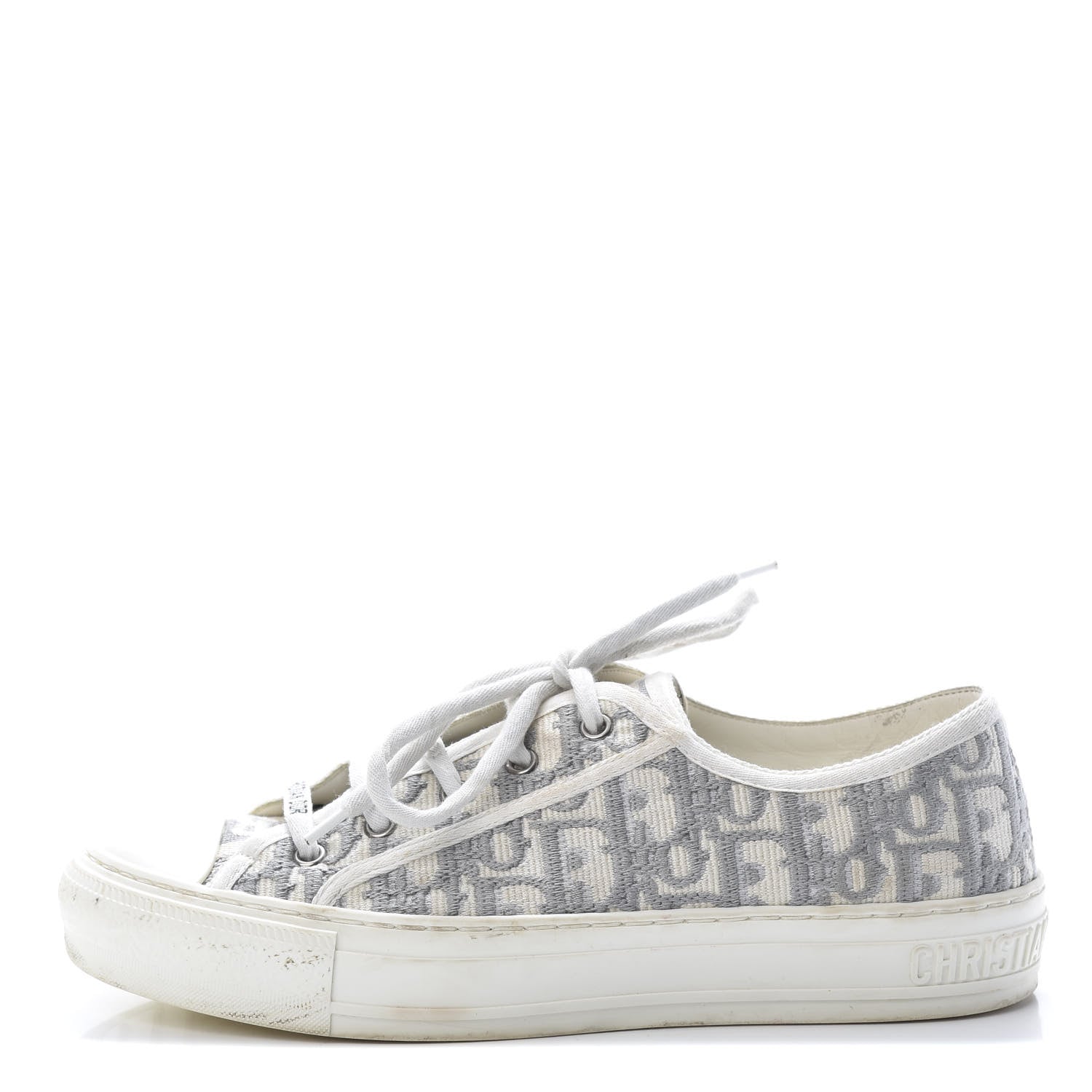 Christian Dior Canvas Oblique Walk'N'Dior Low Top Sneakers 39.5 Grey Stone 1 of 10
