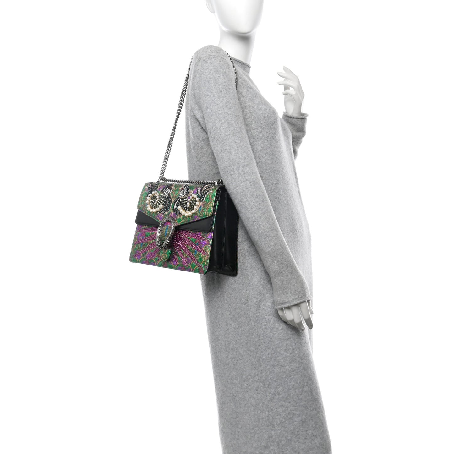 Brocade Crystal Embellished Medium Dionysus Shoulder Bag Multi