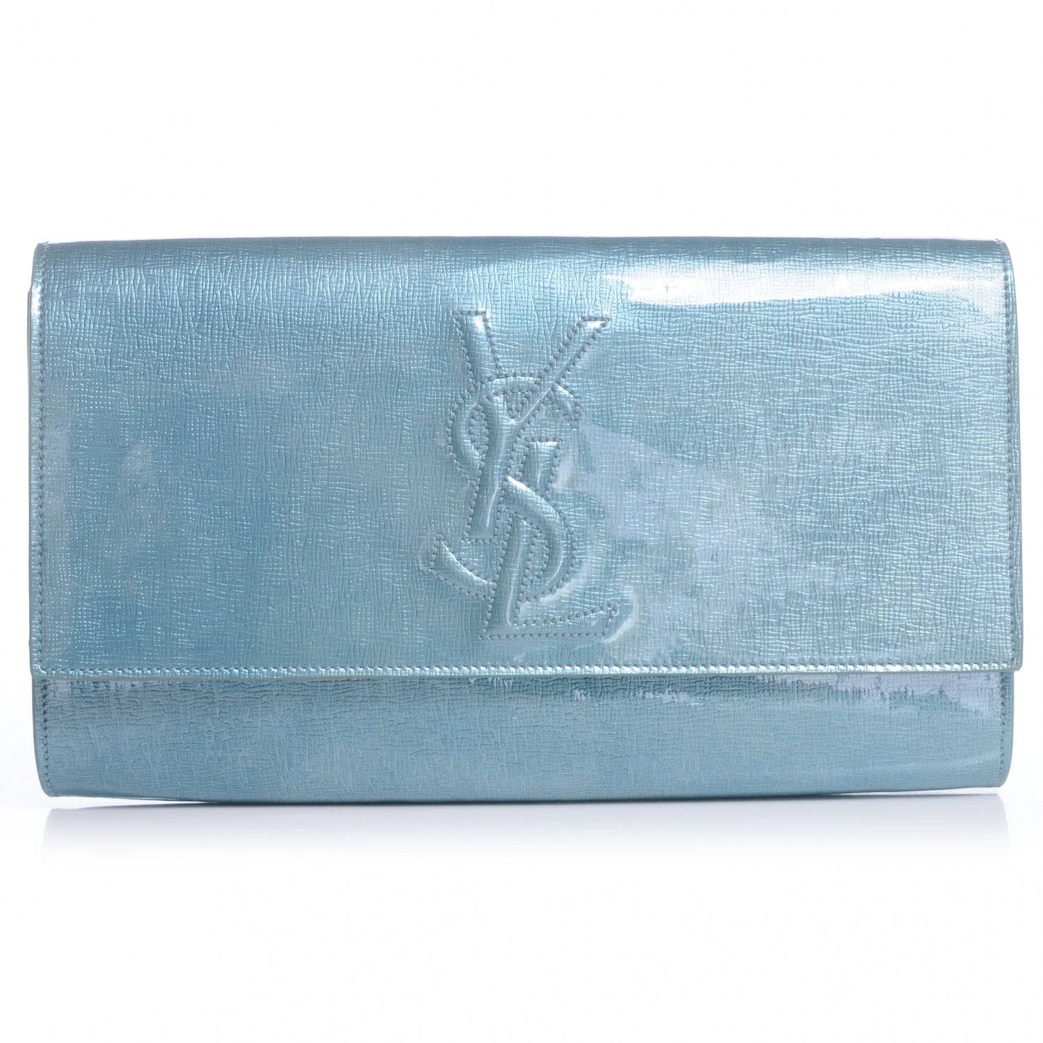 Saint Laurent Patent Belle de Jour Clutch Light Blue 1 of 7