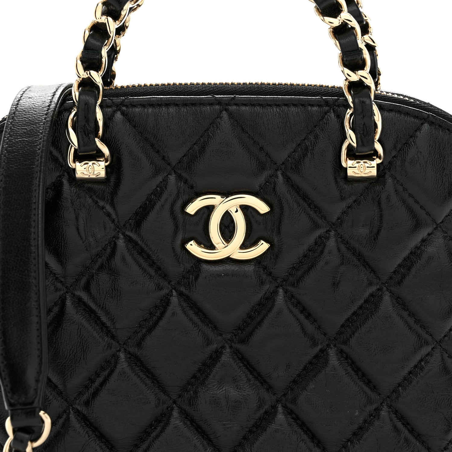Chanel Shiny Lambskin Quilted Shiny Coco Clutch With Chain Black 8 of 11