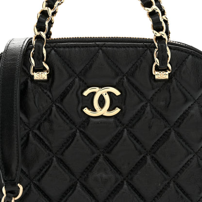 Chanel Shiny Lambskin Quilted Shiny Coco Clutch With Chain Black 8 of 11