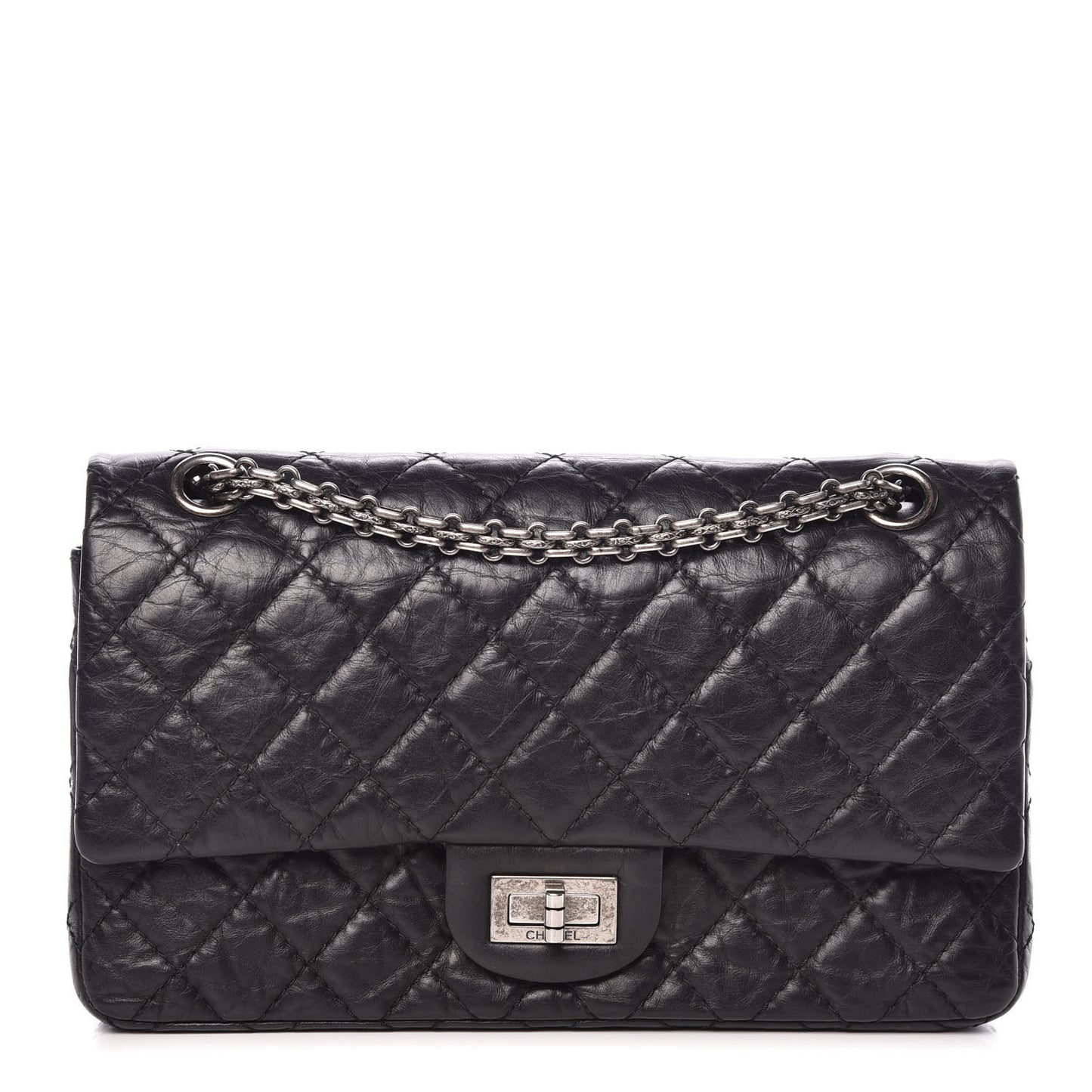 Aged Calfskin Quilted 2.55 Reissue 225 Flap Black