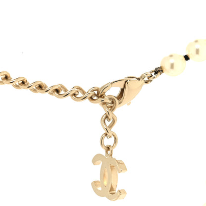 Chanel Lambskin Pearl Crystal Vintage Allure CC Short Necklace Gold 4 of 6