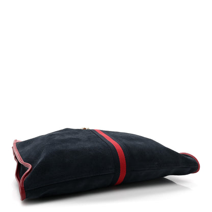 Gucci Suede Calfskin Large Rajah Chain Tote New Blue Romantic Cherry 5 of 13