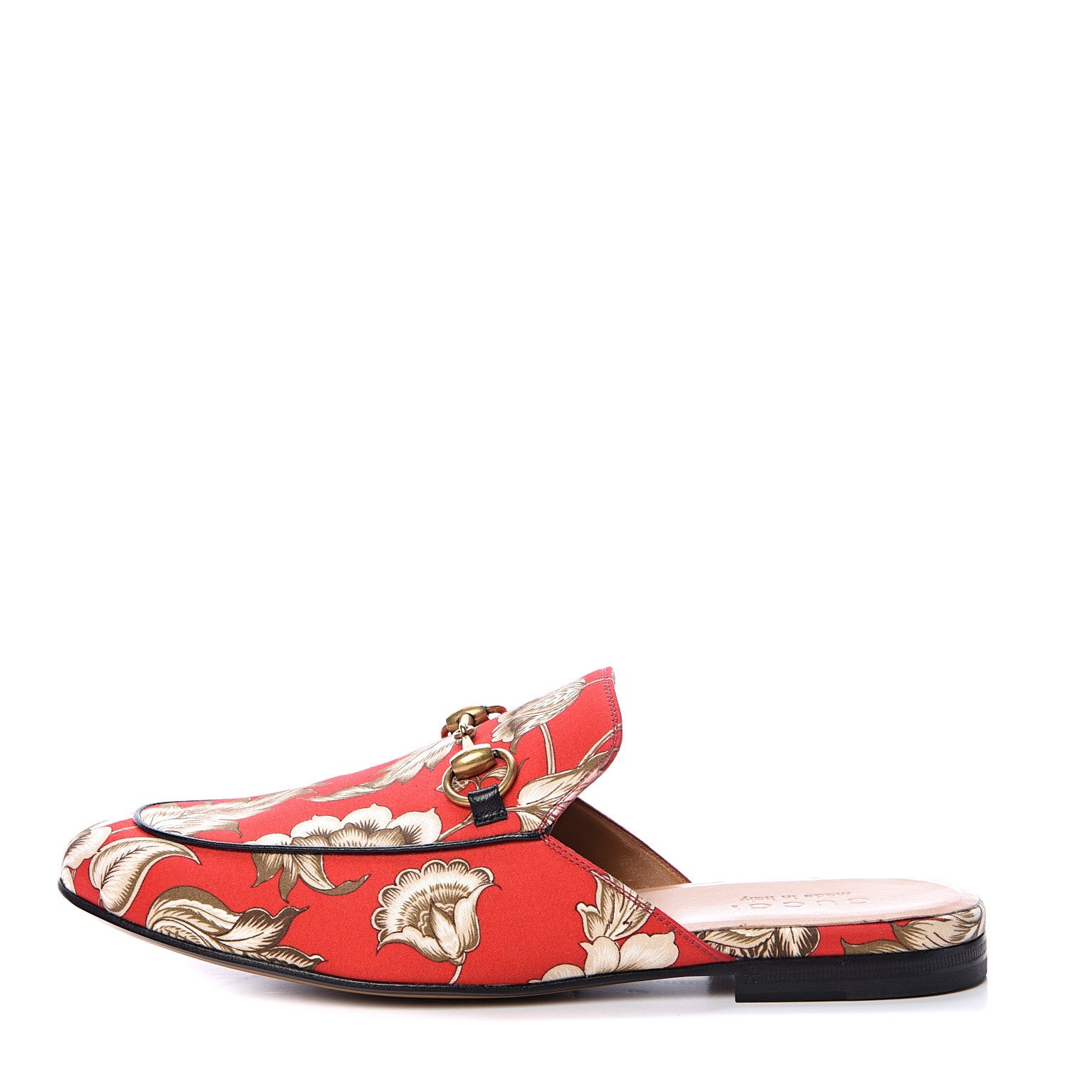 Gucci Satin Floral Printed Mens Princetown Slippers 6 Red 1 of 9