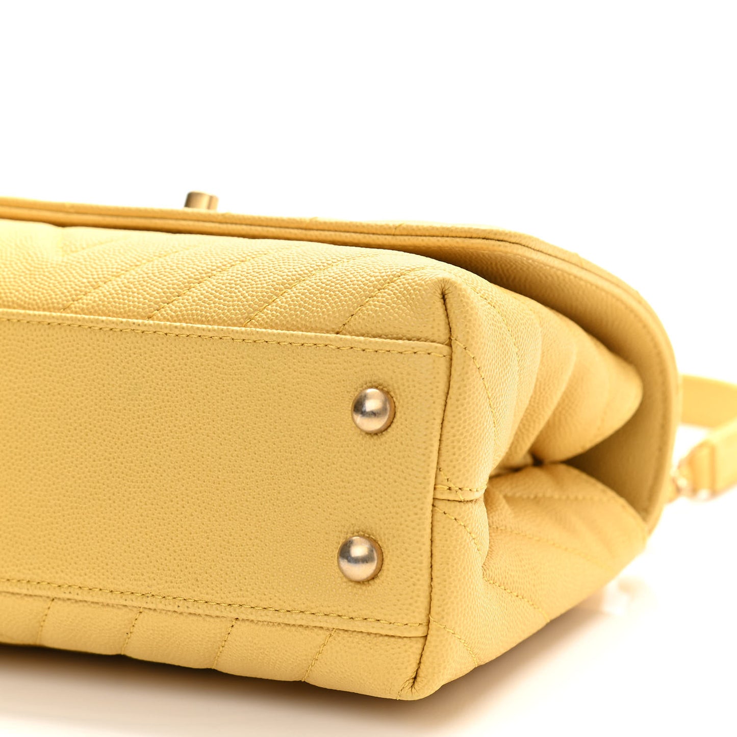 Caviar Chevron Quilted Mini Coco Handle Flap Yellow