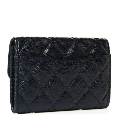Chanel Caviar Quilted Flap Card Holder Wallet Navy Blue 2 of 6