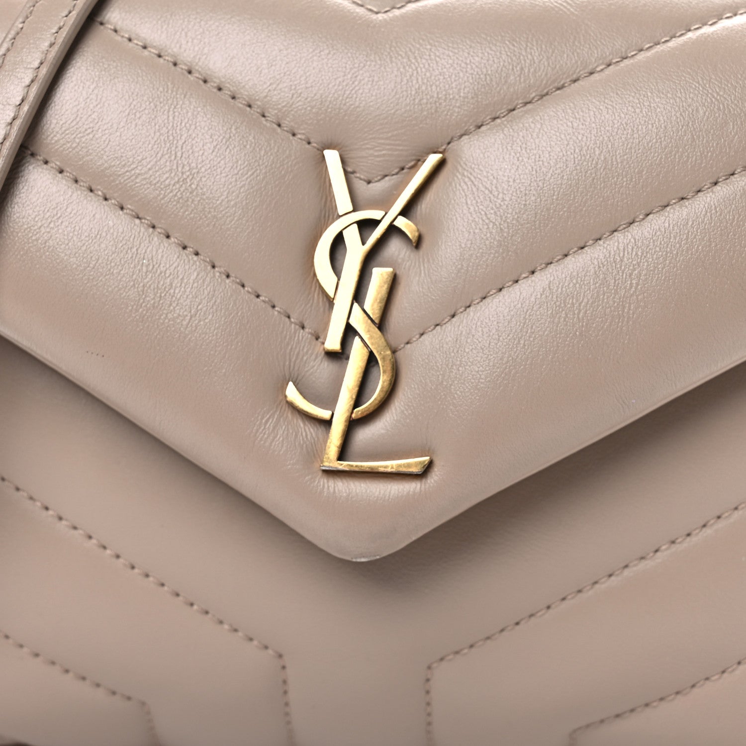 Saint Laurent Calfskin Y Quilted Monogram Toy Loulou Crossbody Bag Taupe 8 of 15