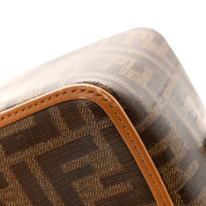 Fendi Glazed Fabric Vitello Century FF 1974 Stamp Patch Mini Boston Box Bag Mogano Panna Caramello 13 of 13