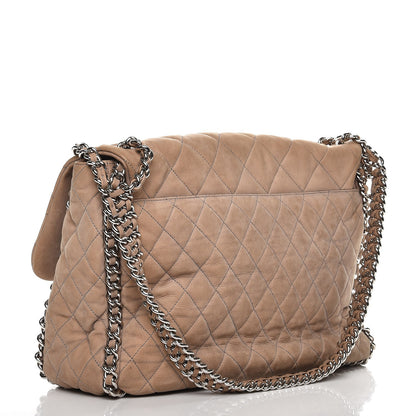 Chanel Nubuck Quilted Chain Around Maxi Flap Grey 3 of 10