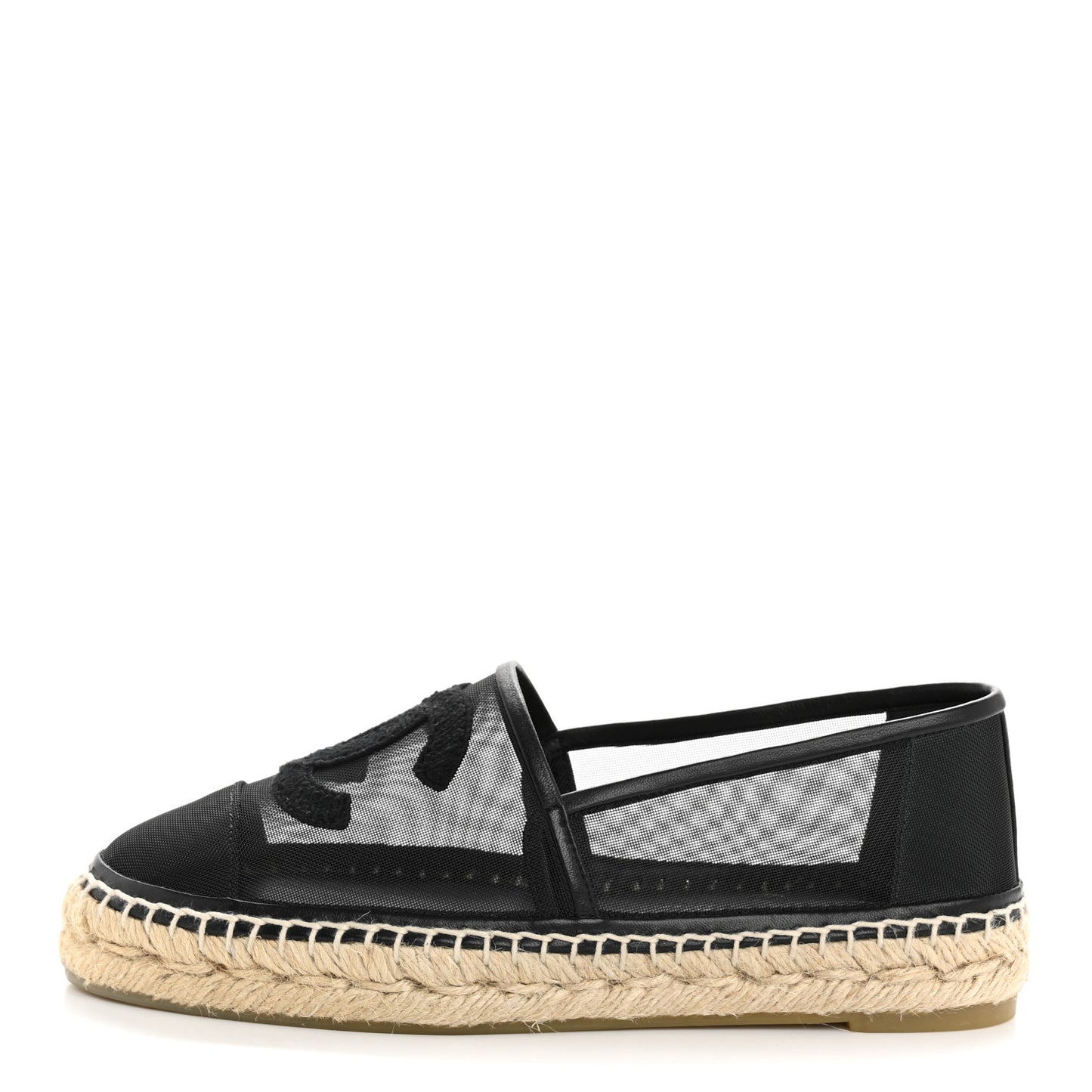Mesh Grosgrain CC Espadrilles 36 Black