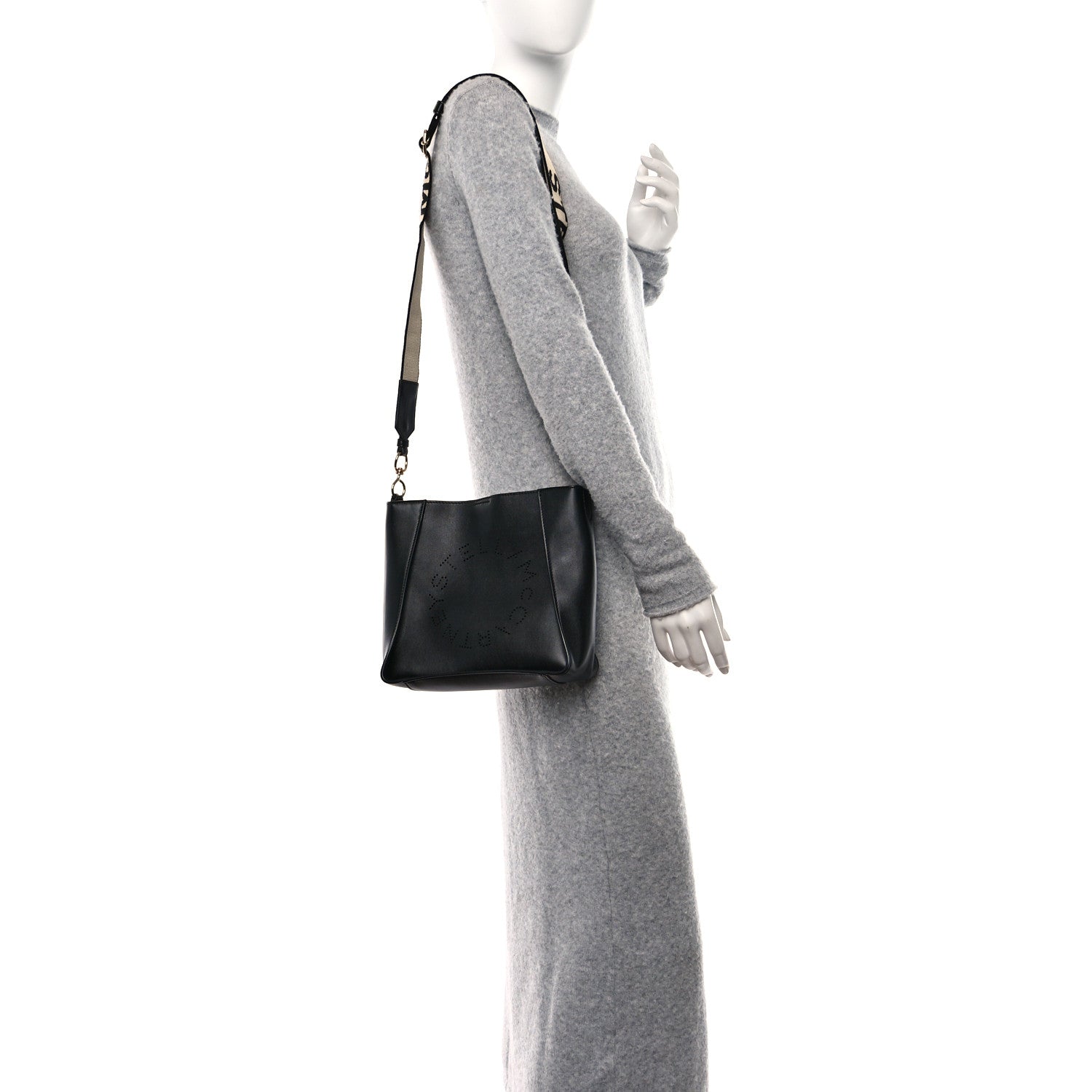 Stella McCartney STELLA MCCARTNEY Eco Alter Nappa Perforated Logo Mini Crossbody Black 2 of 9