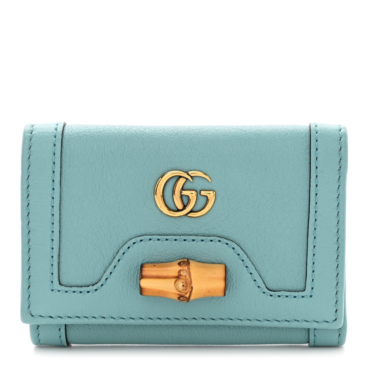 Wonka Grain Calfskin Diana Tri-Fold Wallet Dusty Azure