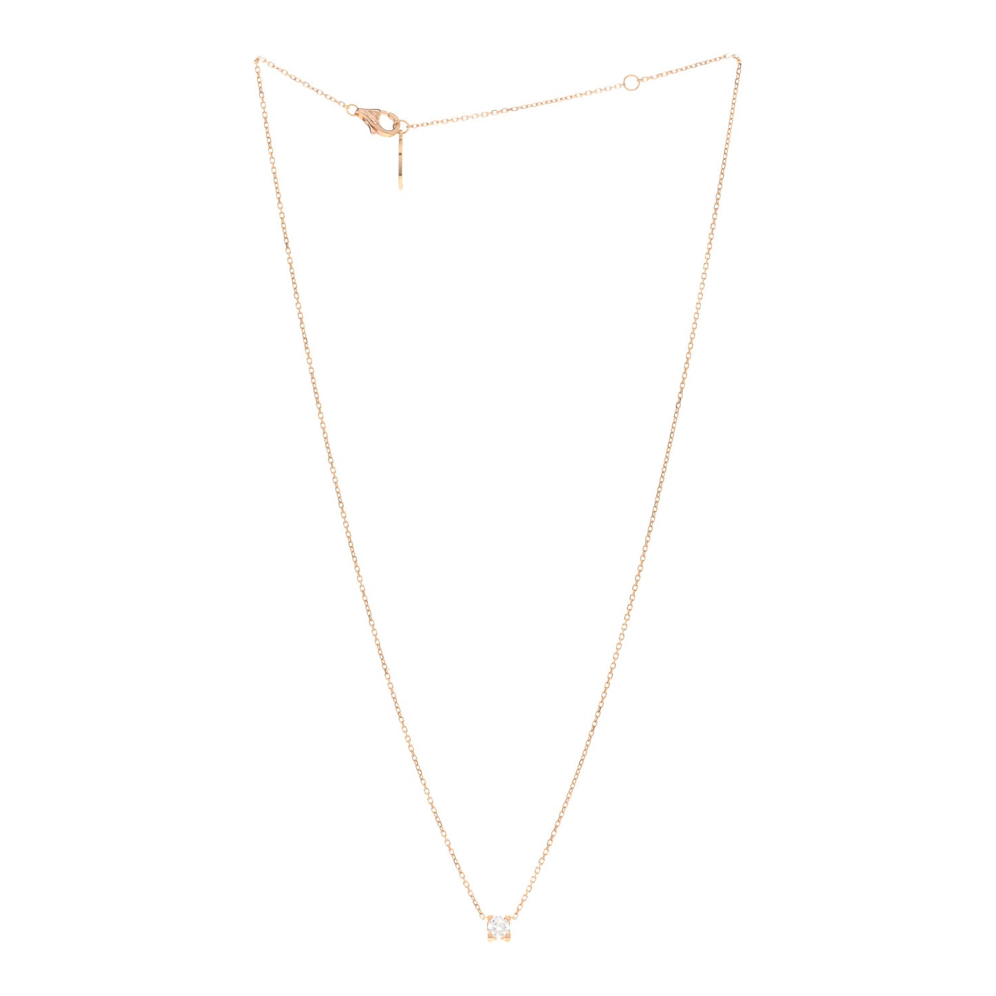 18K Pink Gold Diamond .23ct C De Cartier Pendant Necklace
