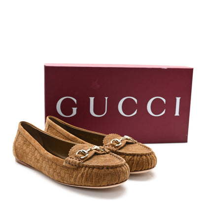 Gucci Suede Micro GG Horsebit Womens Kensington Moccasin Loafers 37 Cuoio 10 of 10