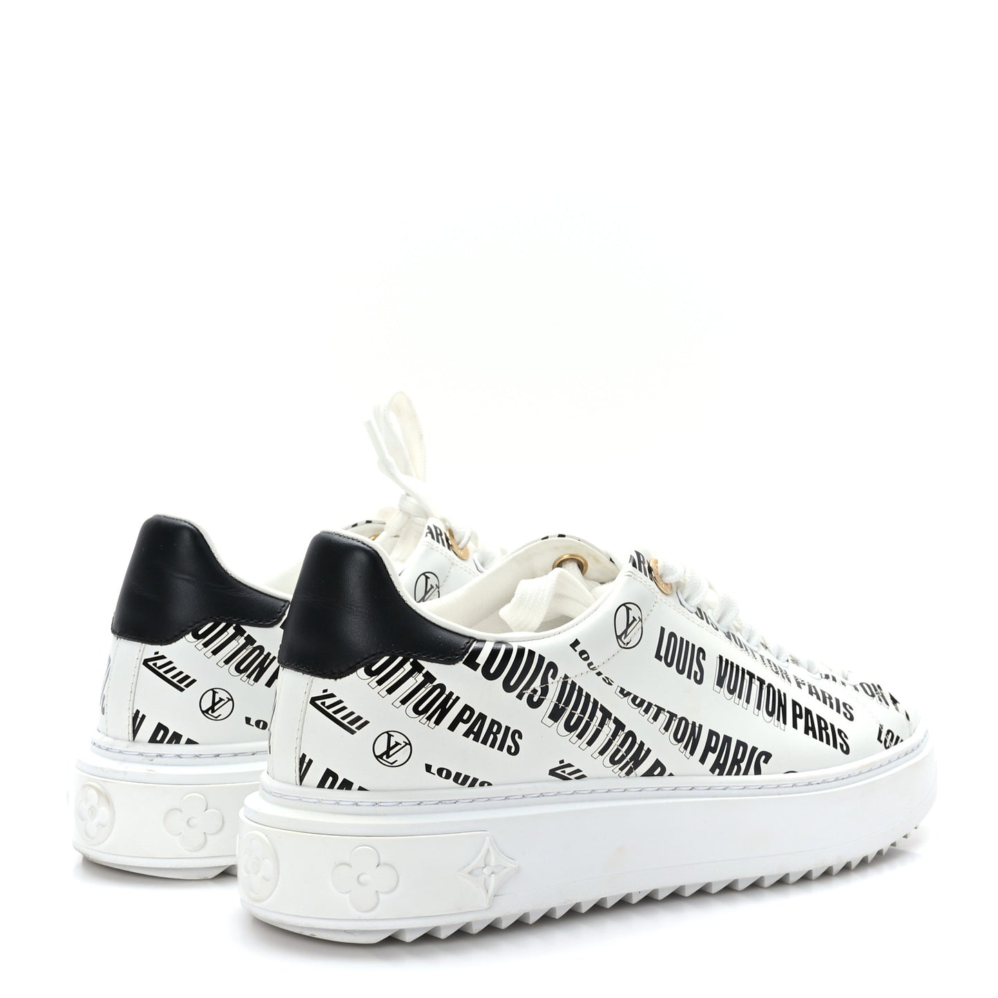 Calfskin Printed Time Out Trainer Sneakers 38.5 White