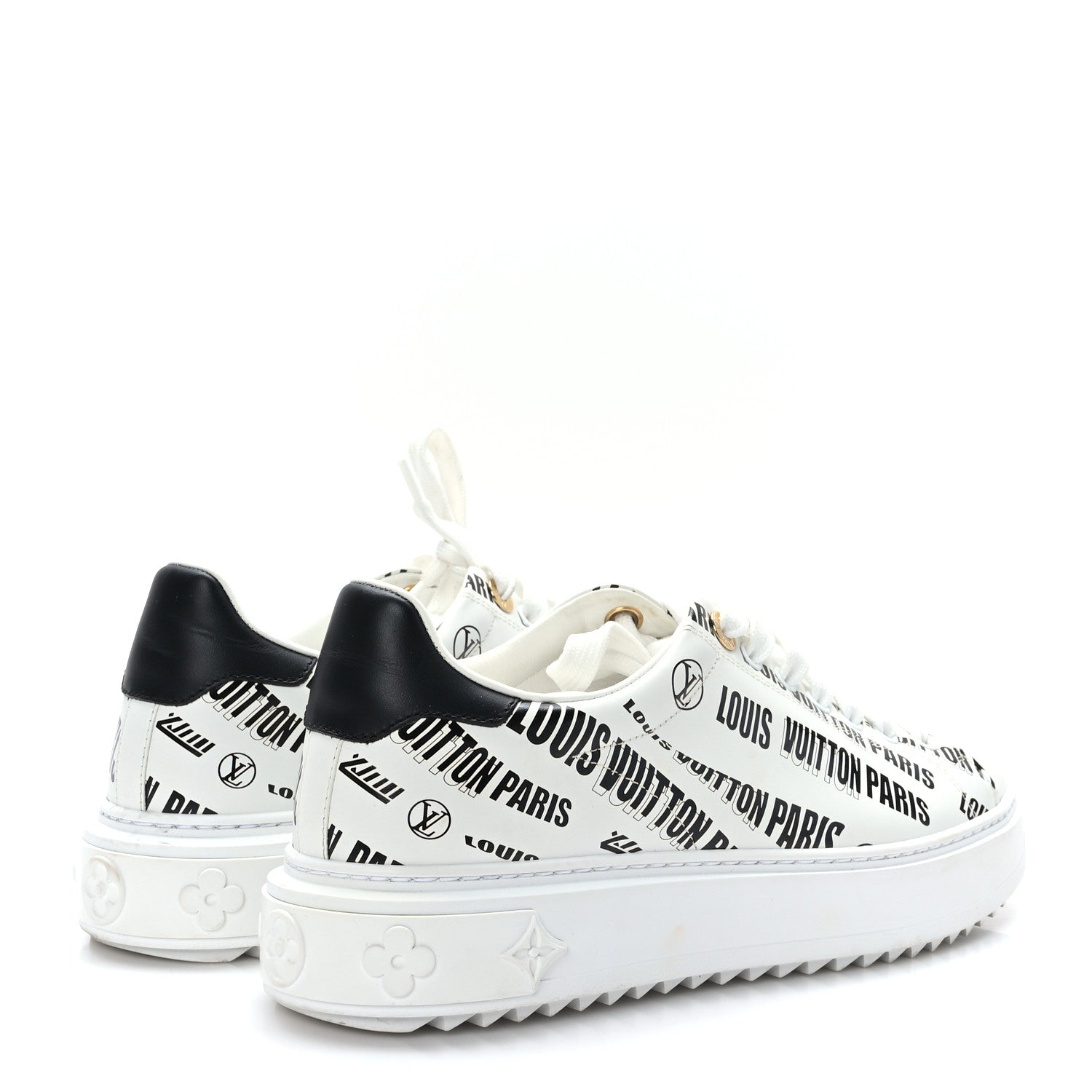 Louis Vuitton Calfskin Printed Time Out Trainer Sneakers 38.5 White 4 of 8
