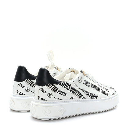 Louis Vuitton Calfskin Printed Time Out Trainer Sneakers 38.5 White 4 of 8