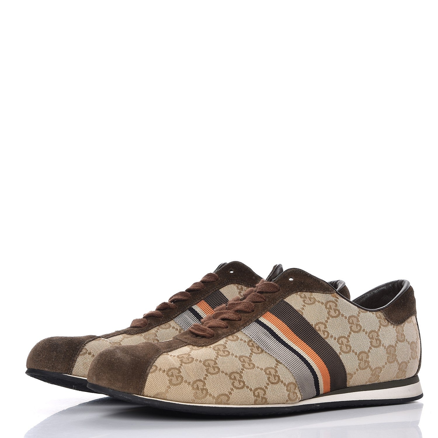Gucci GG Monogram Suede Web Mens Sneakers 10 Brown 3 of 15