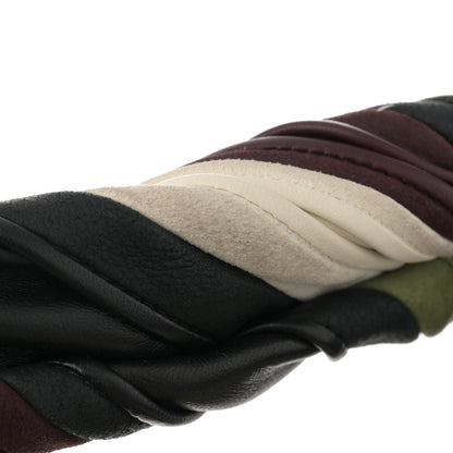 Bottega Veneta Calfskin Suede Striped Large Hop Black Matcha Leaf Jam White 12 of 12