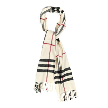 Burberry Cashmere Check Fringe Scarf Stone 1 of 4