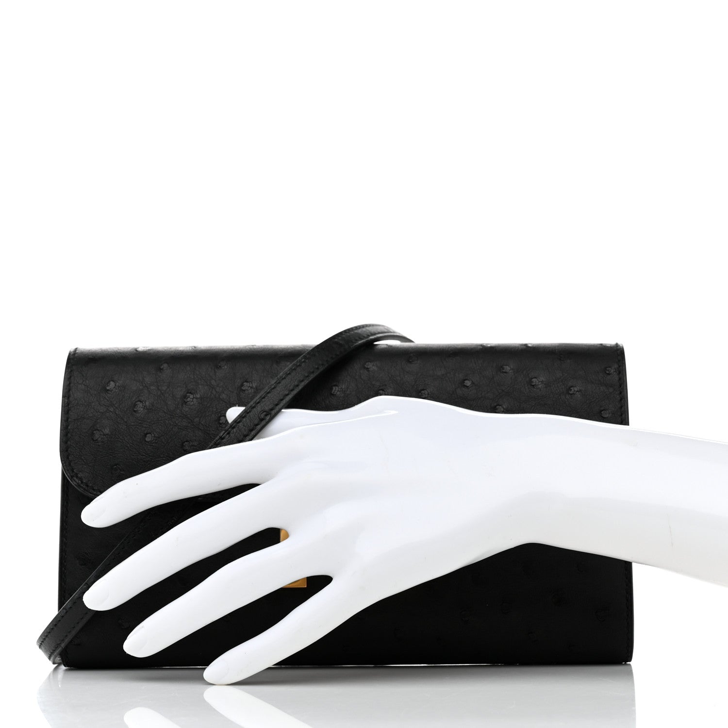 Hermes Ostrich Constance Long Wallet To Go Black 2 of 12