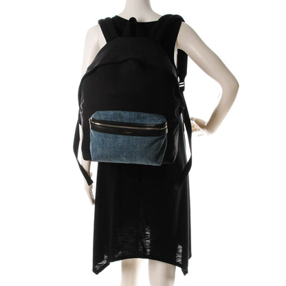 Saint Laurent Nylon Denim Classic Hunting Backpack Black Light Blue 2 of 8