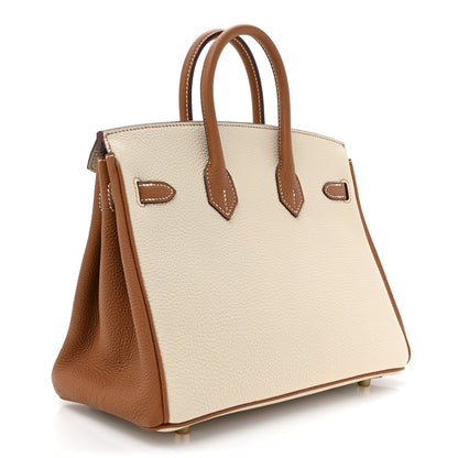 Hermes Togo Horseshoe Birkin 25 Craie Gold 3 of 9