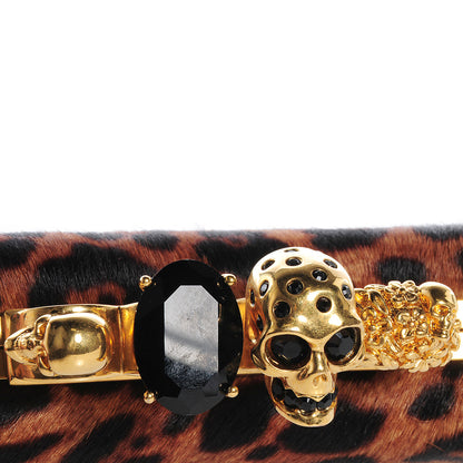 Alexander McQueen Calf Hair Leopard Print Knuckle Box Clutch Brown Black 6 of 9