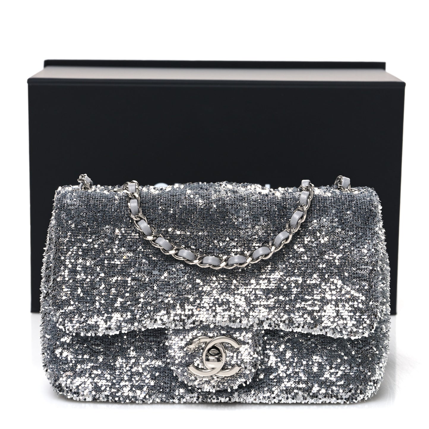 Sequin Mini Rectangular Flap Silver