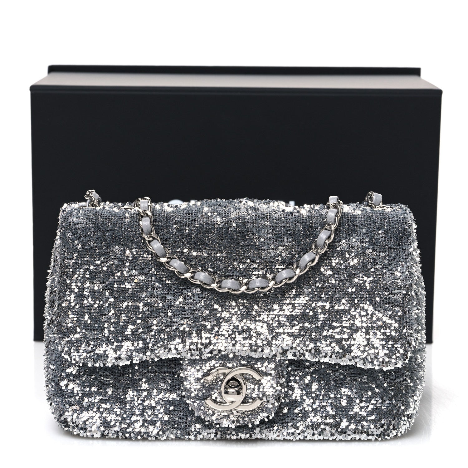 Chanel Sequin Mini Rectangular Flap Silver 11 of 11