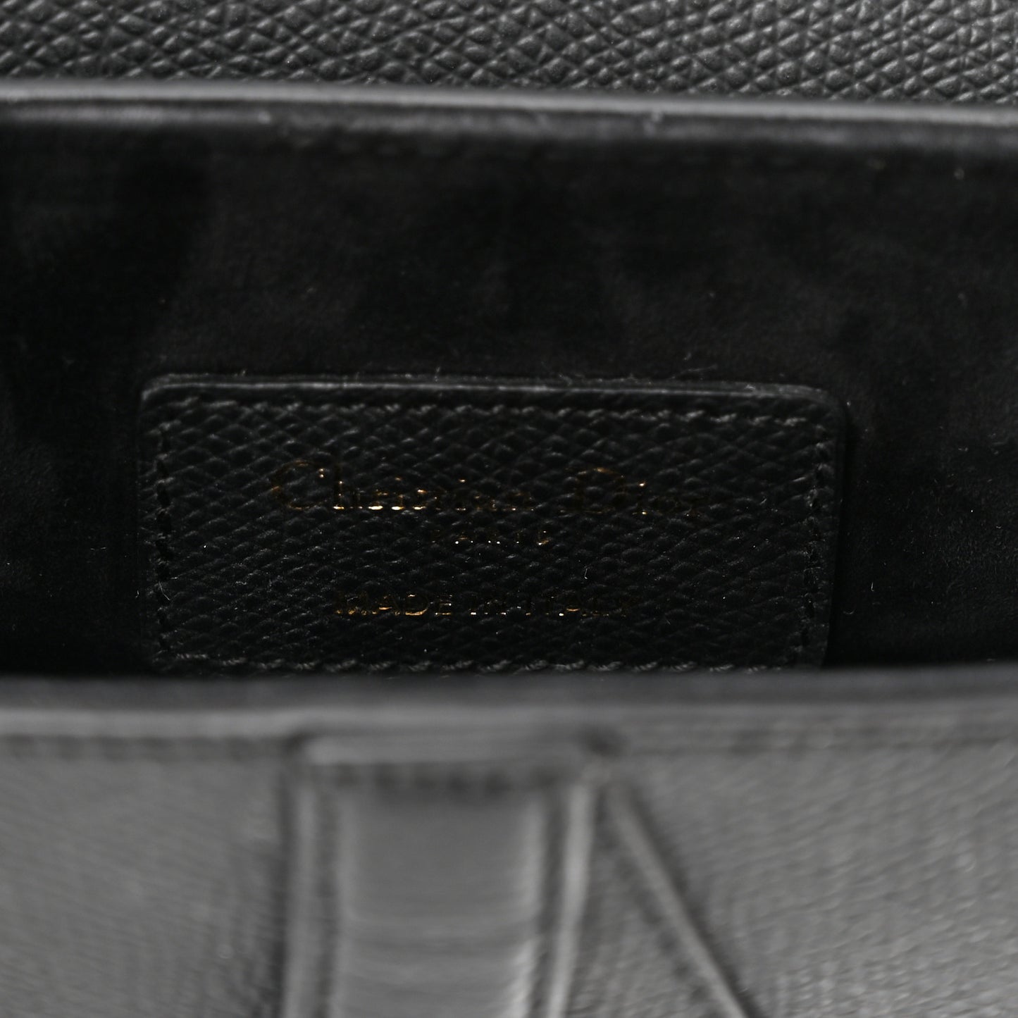 Grained Calfskin Mini Saddle Bag With Strap Black