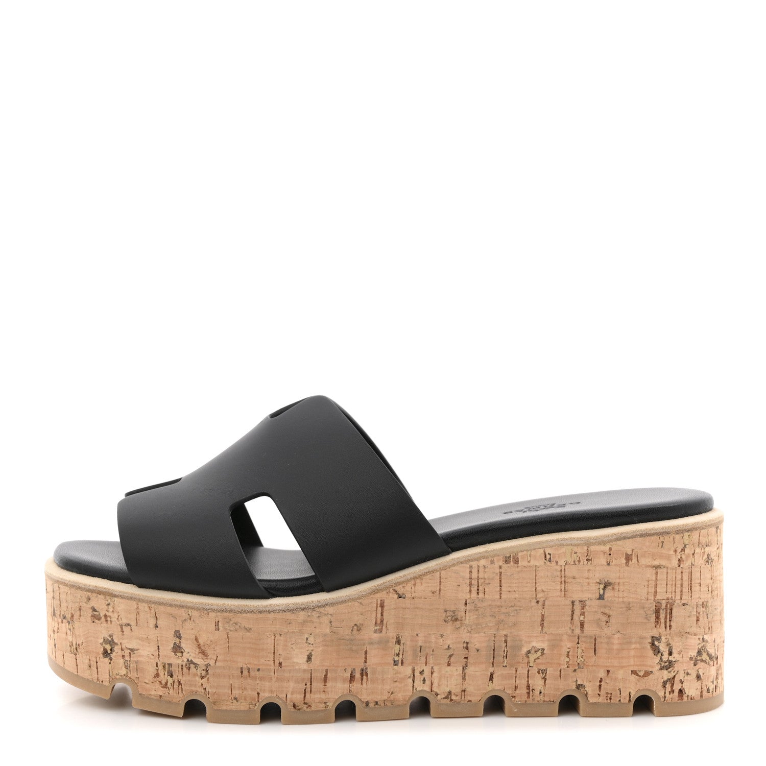 Hermes Calfskin Cork Eze 30 Sandals 38 Black 1 of 11