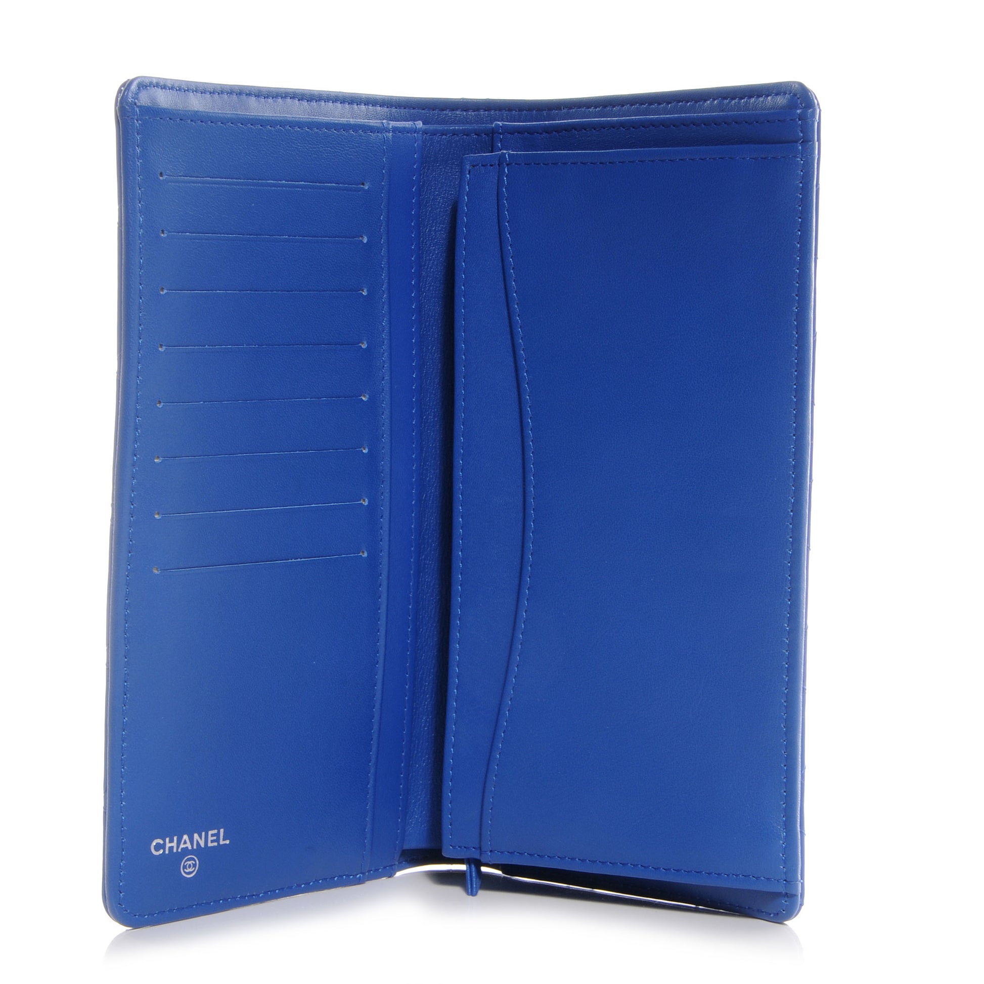 Chanel Patent Quilted Yen Wallet Dark Blue 5 of 8